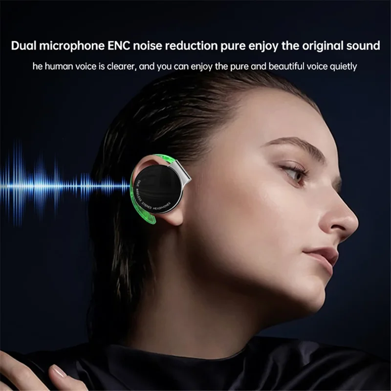 TWS-F2 Wireless Bluetooth-compatible 5.2 Wireless Earphone Stereo Sound Noise Reduction Low Delay Sports Running Headset with Charging Case - White