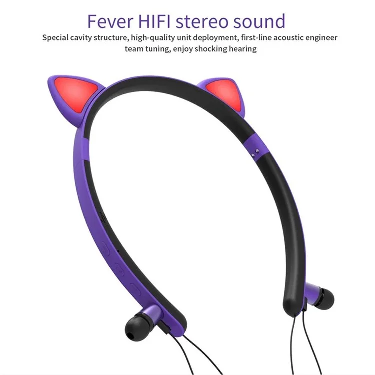 Kid's In-ear Wireless Bluetooth-compatible Earphones Cute Magnetic Earbuds Children Neckband Headsets - Pink