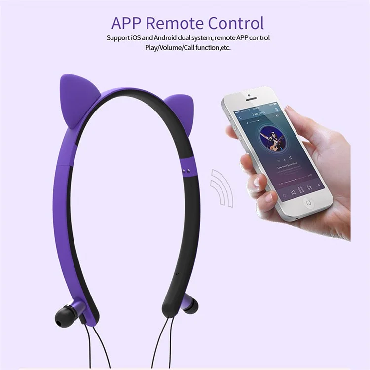 Kid's In-ear Wireless Bluetooth-compatible Earphones Cute Magnetic Earbuds Children Neckband Headsets - Pink