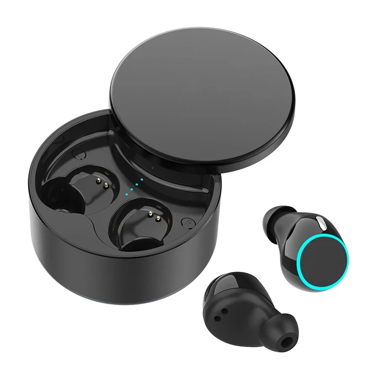 BS03 TWS Earphones Touch Control Design Bluetooth-compatible 5.0 Wireless Sports Headsets with Charging Case - Black