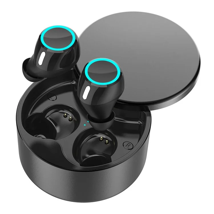 BS03 TWS Earphones Touch Control Design Bluetooth-compatible 5.0 Wireless Sports Headsets with Charging Case - Black