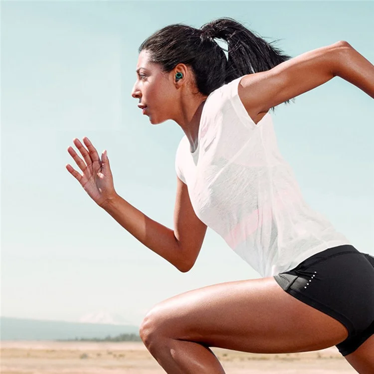 BS03 TWS Earphones Touch Control Design Bluetooth-compatible 5.0 Wireless Sports Headsets with Charging Case - Black