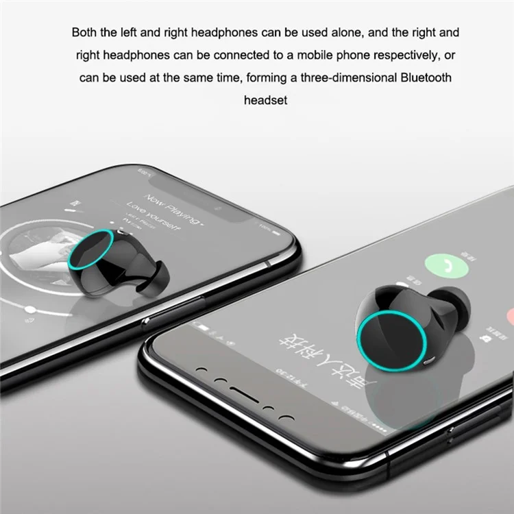 BS03 TWS Earphones Touch Control Design Bluetooth-compatible 5.0 Wireless Sports Headsets with Charging Case - Black