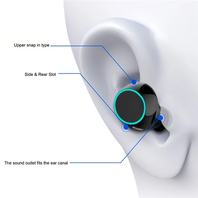 BS03 TWS Earphones Touch Control Design Bluetooth-compatible 5.0 Wireless Sports Headsets with Charging Case - Black