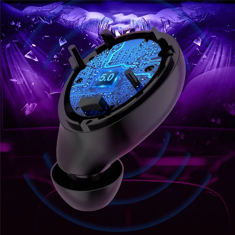 BS03 TWS Earphones Touch Control Design Bluetooth-compatible 5.0 Wireless Sports Headsets with Charging Case - Black