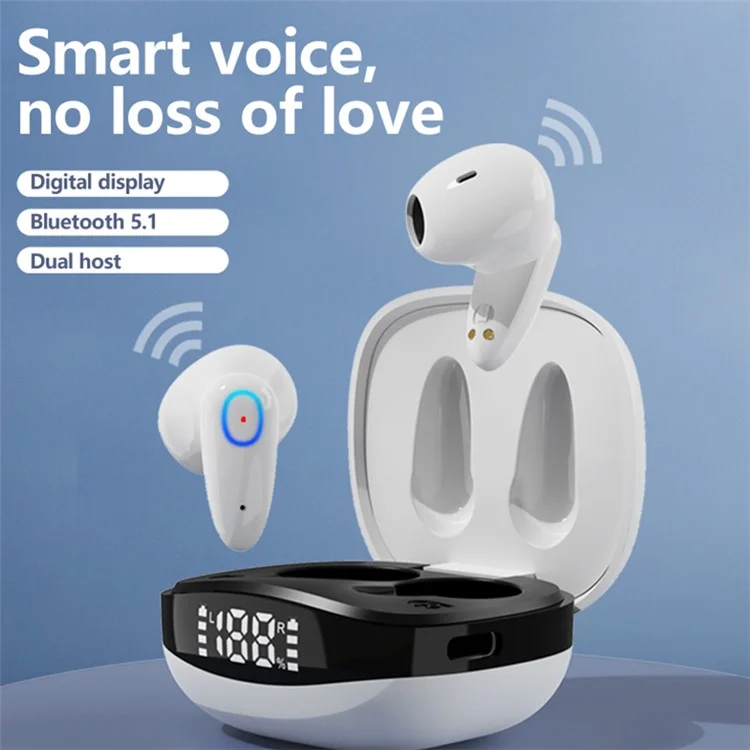 Écouteurs Sans Fil Kolinsky KS55 Binaural TWS Mini Sports Headphone Touch Control Bluetooth 5.1 Casque de Jeu Avec Affichage Numérique - Blanche