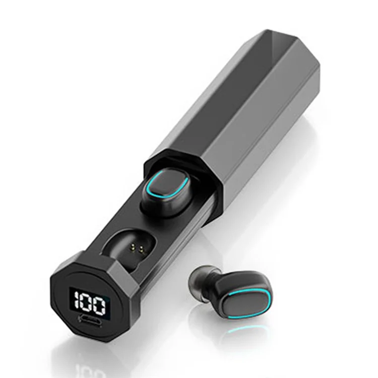 C1 Wireless Bluetooth-compatible Earbuds Water Resistant Sports Headphone Touch Control Headset with LED Digital Display - Black
