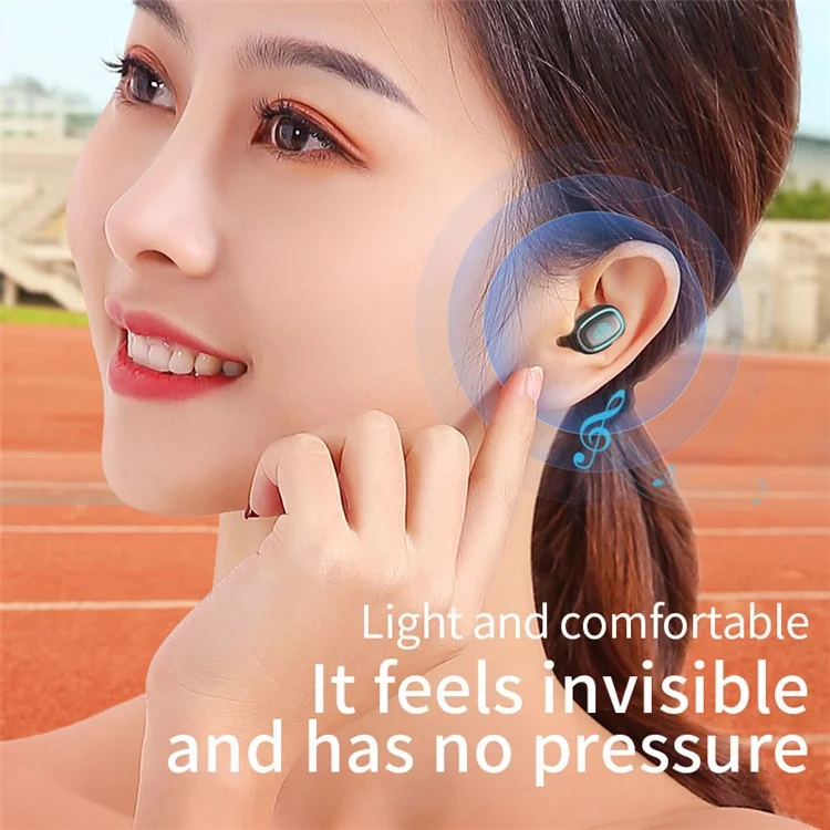 C1 Wireless Bluetooth-compatible Earbuds Water Resistant Sports Headphone Touch Control Headset with LED Digital Display - Black
