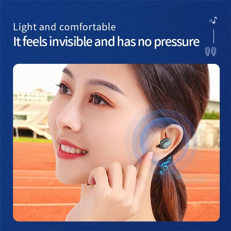 C1 Bluetooth Wireless In-ear Headset TWS Earphone Stereo Sound Earbud Sports Noise-canceling Headphone with Charging Case - Blue