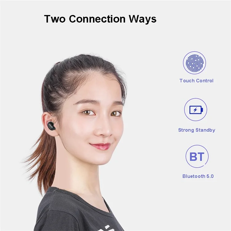 Gorsun V8 TWS BT5.0 Auriculares Bluetooth Auriculares Inalámbricos Auriculares Impermeables Con Toque de Huella Digital en la Oreja 3D Earphone Estéreo