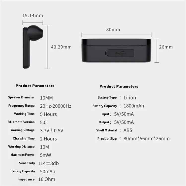 Наушники Gorsun V2S Bluetooth 5.0 TWS со Светодиодным Цифровым Дисплеем Уменьшают Сенсорный Контроль Наушников