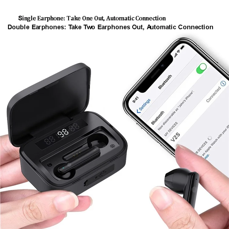 Наушники Gorsun V2S Bluetooth 5.0 TWS со Светодиодным Цифровым Дисплеем Уменьшают Сенсорный Контроль Наушников