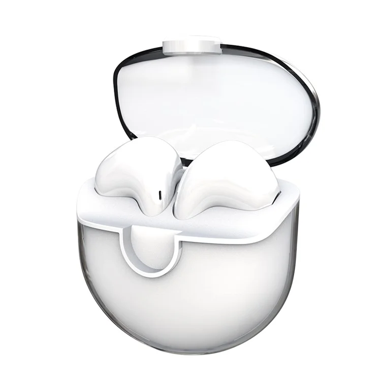 M6 Mini Fones de Ouvido Bluetooth Transparentes HiFi Sound Headphones Touch Control TWS Earphones - Branco