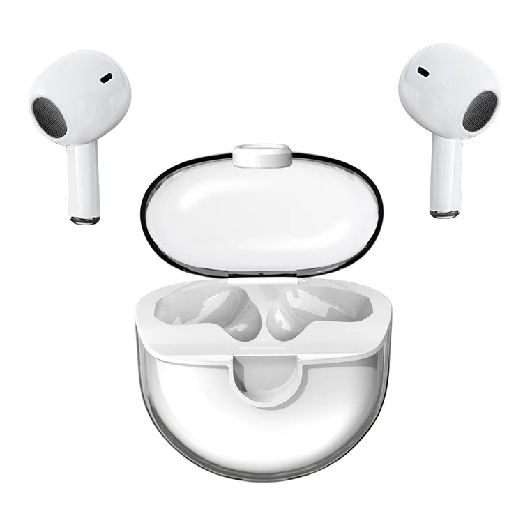 M6 Mini Fones de Ouvido Bluetooth Transparentes HiFi Sound Headphones Touch Control TWS Earphones - Branco