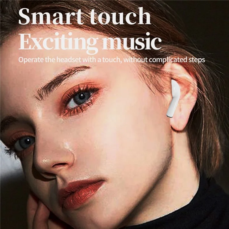 M6 Mini Fones de Ouvido Bluetooth Transparentes HiFi Sound Headphones Touch Control TWS Earphones - Branco