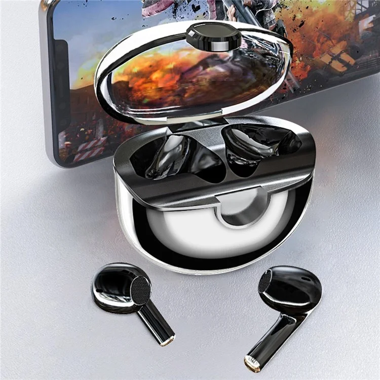 M6 Mini Fones de Ouvido Bluetooth Transparentes HiFi Sound Headphones Touch Control TWS Earphones - Branco