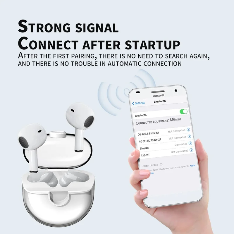 M6 Mini Cuffie Bluetooth Trasparenti HiFi con Controllo Touch Auricolari TWS - Nero