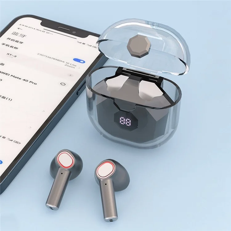 XT3S Conception Transparente Bluetooth Earphone Dans Les Écouteurs Sports Écouteur Avec Case de Chargement D'affichage Numérique