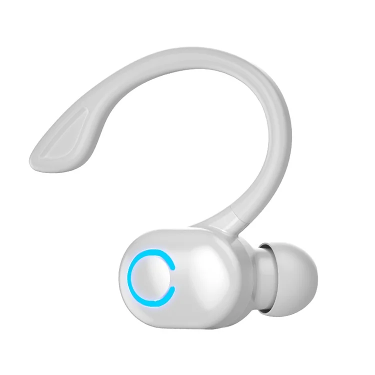 W6 Ear Hook Headset Waterproof TWS Wireless Bluetooth-compatible Sports Earphone with Charging Cable - White