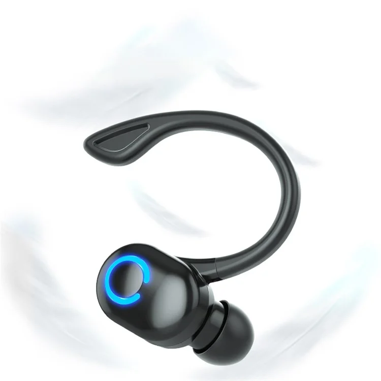 W6 Ear Hook Headset Waterproof TWS Wireless Bluetooth-compatible Sports Earphone with Charging Cable - White