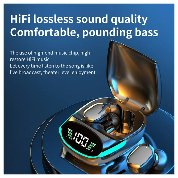 TG06 TWS Bluetooth-compatible 5.1 Wireless Earphone LED Lighting Headphone In-ear Headset with Digital Display Screen Charging Case