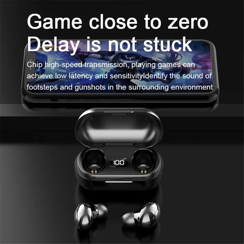 T8 Wireless Bluetooth-compatible Headset with Charging Case LED Digital Display Sports Earbuds - Pink