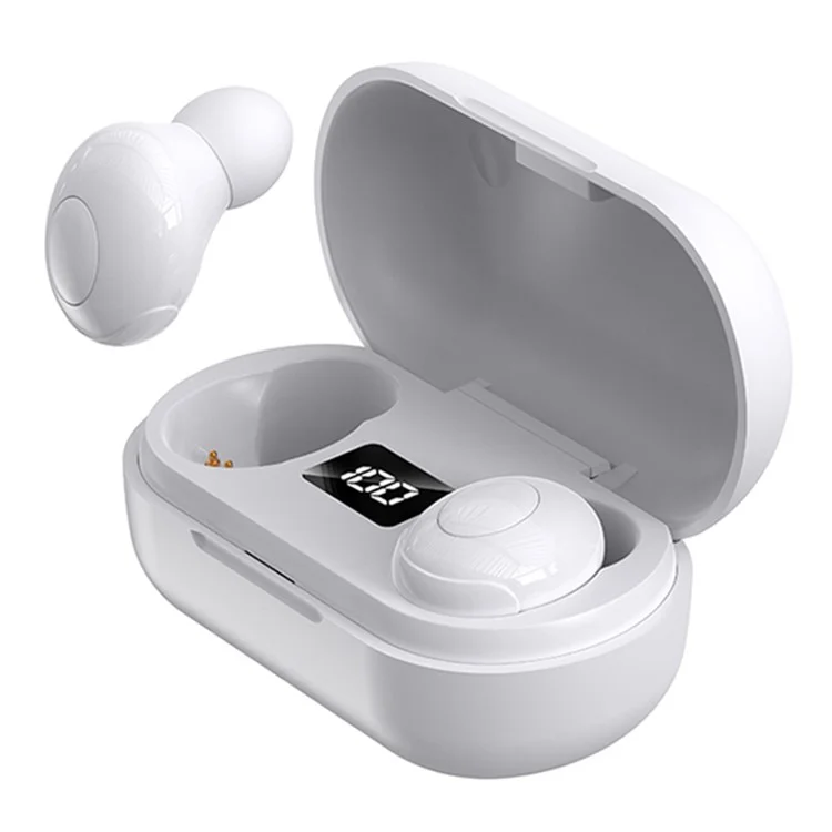 T8 Wireless Bluetooth-compatible Headset with Charging Case LED Digital Display Sports Earbuds - White