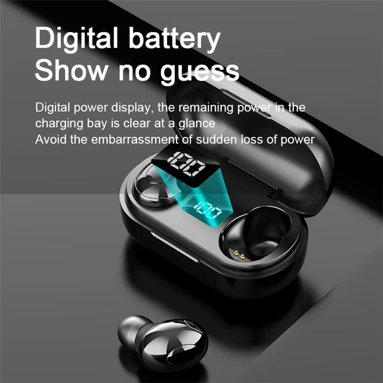 T8 Wireless Bluetooth-compatible Headset with Charging Case LED Digital Display Sports Earbuds - White