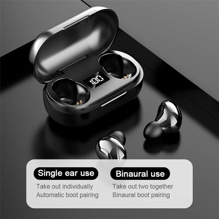 T8 Wireless Bluetooth-compatible Headset with Charging Case LED Digital Display Sports Earbuds - White