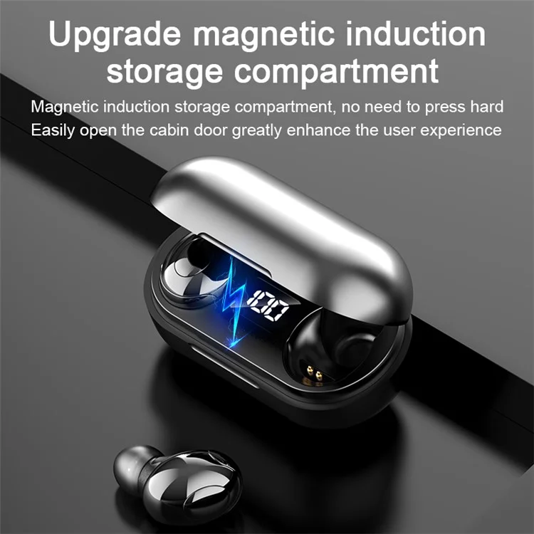 T8 Wireless Bluetooth-compatible Headset with Charging Case LED Digital Display Sports Earbuds - White
