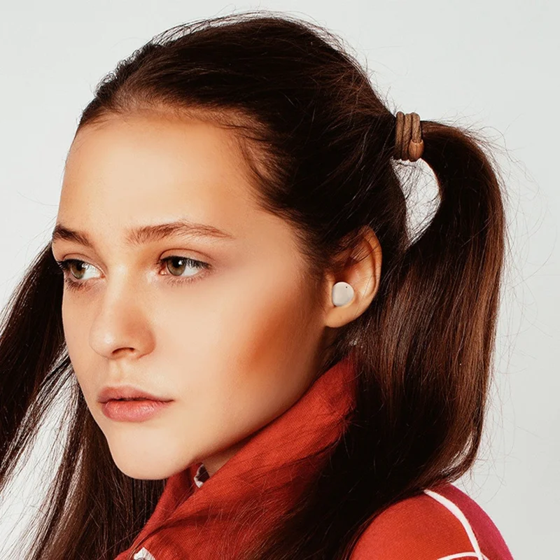 Single Wireless Earphone Mini Bluetooth-compatible Headset Sports Headphone with Lipstick-shaped Charging Case - Black