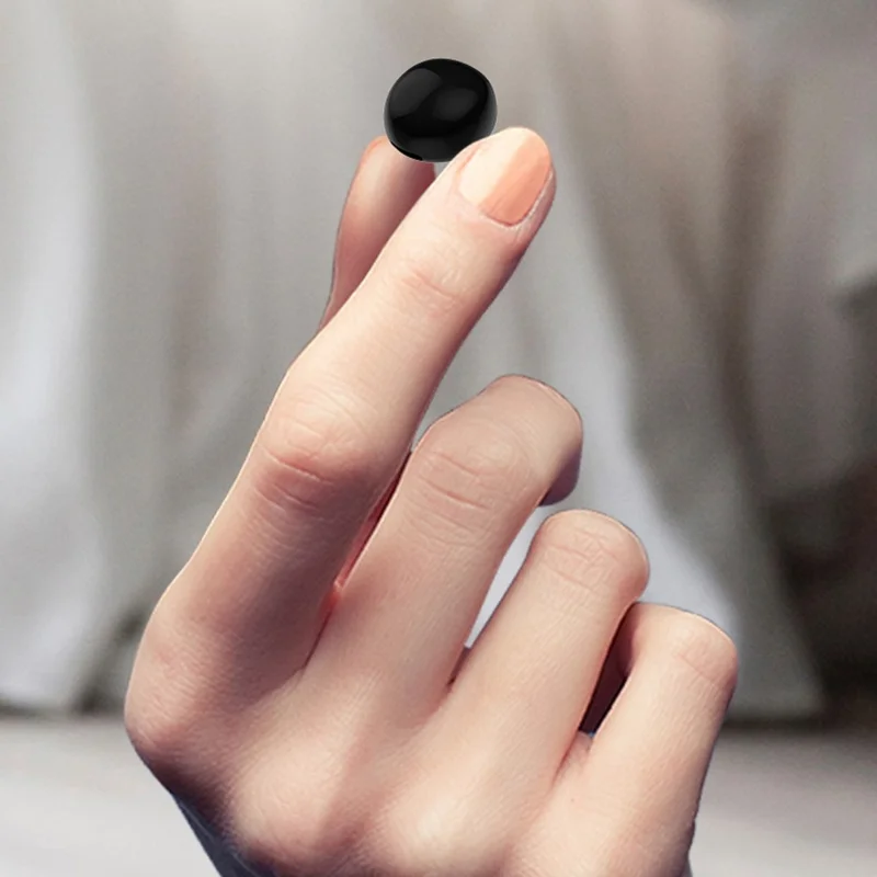 Single Wireless Earphone Mini Bluetooth-compatible Headset Sports Headphone with Lipstick-shaped Charging Case - Black