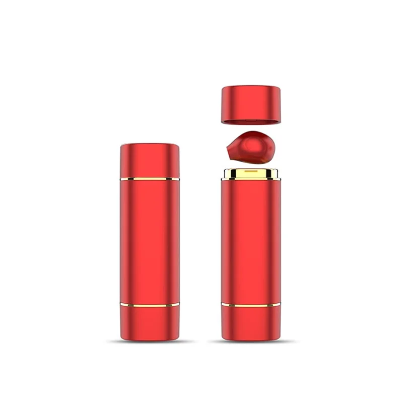 TWS Earphone Bluetooth-compatible 5.1 Wireless Sports Headphone with Lipstick-shaped Charging Case - Red