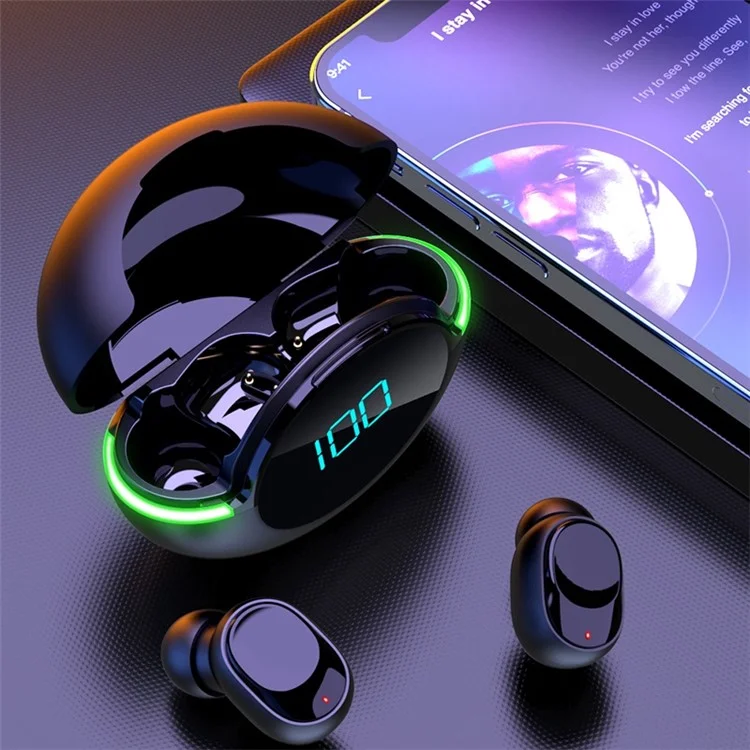 Y80 Bluetooth Aurbource Sports TWS Aurbuds Wireless In-earphone Con LED Digital Display Atmosphere Light