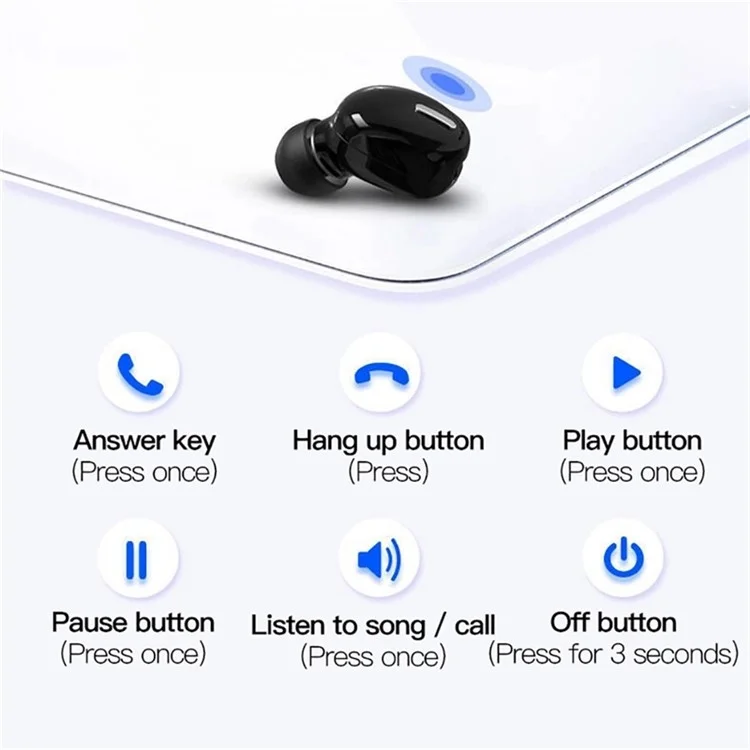 X9 Wireless In-ear Earbuds TWS Mini Sports Headphone Portable Bluetooth-compatible 5.0 Stereo Headset with Ear Caps - Black