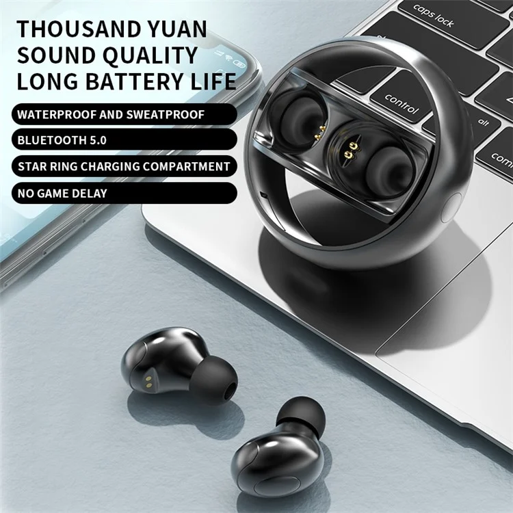 H8 TWS Earbuds Wireless Bluetooth-compatible Headset Waterproof Sports Headphones Intelligent Noise Reduction No Delay Gaming Headset with Charging Case - White