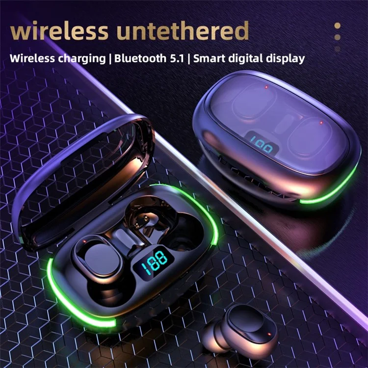 Fone de Ouvido Bluetooth Sem Fio Y70 TWS Mini Earbuds In-Ear Headphones IPX4 Resistente à Água Headset Esportivo com Tela Digital, Luz Pulsante