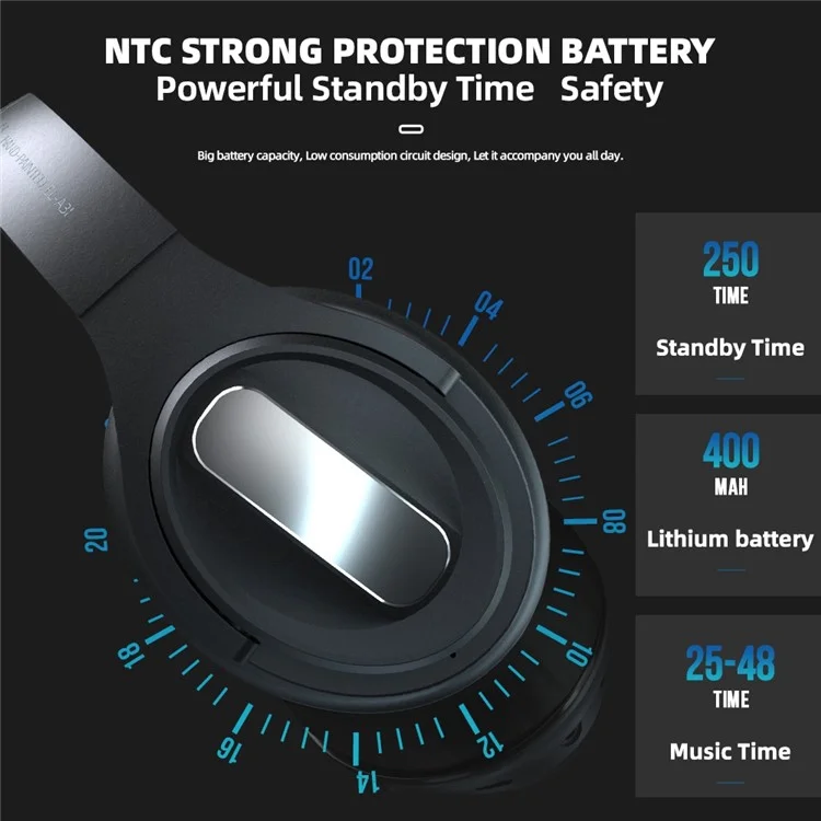 EL-A3i Over-Ear Wireless Headset Bluetooth ANC Earphone HiFi Stereo Sound Noise Cancelling Gaming Headphone - Schwarz