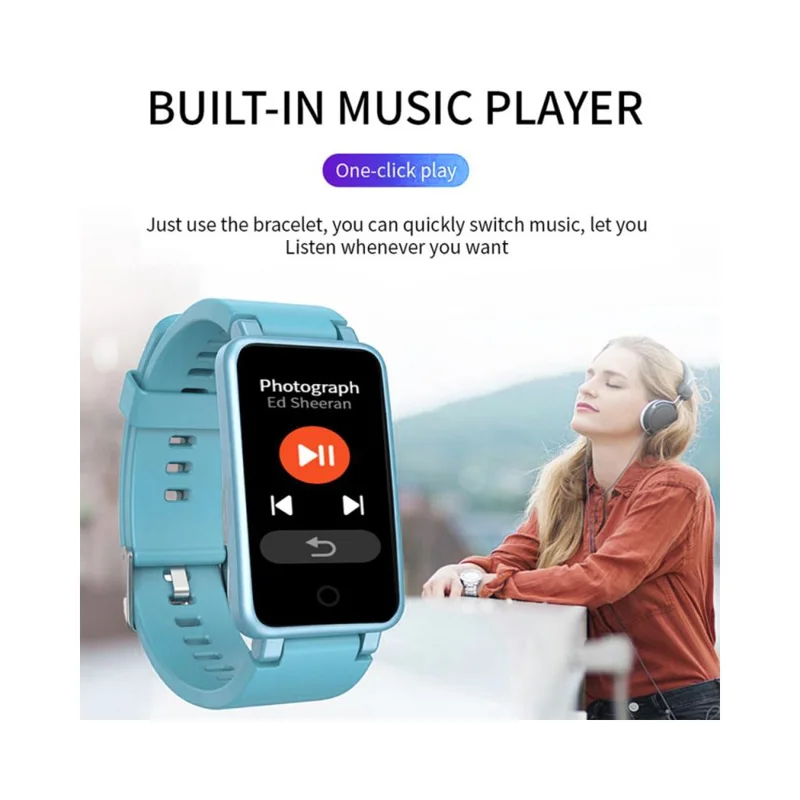 C2 Plus Plus 0,96 Pollici Schermo IPS Smart Waterproof Bluetooth Sports Bracciale Con Contapassi, Pressione Arteriosa Della Frequenza Cardiaca, Supporto Per il Monitoraggio Dell'ossigeno Nel Sangue Musica, Meteo - Rosa