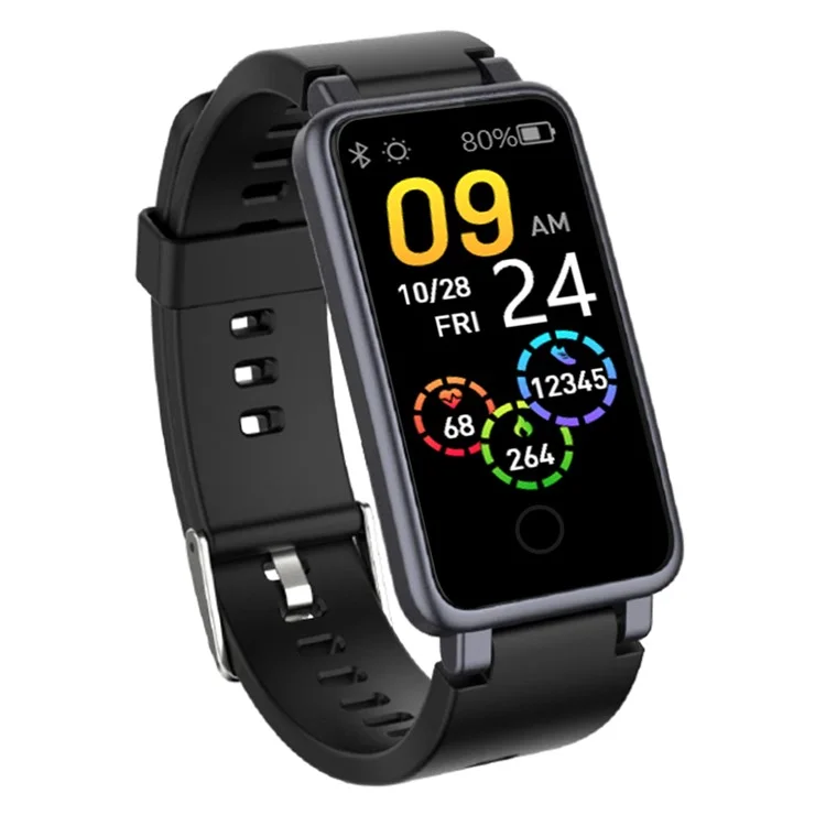 C2 Plus 0,96 Zoll IPS-Farbdisplay Smartwatch Wasserdicht Bluetooth-Sportarmband mit Schrittzähler, Herzfrequenz, Blutdruck, Sauerstoffüberwachung Unterstützung Musik, Wetter - Schwarz