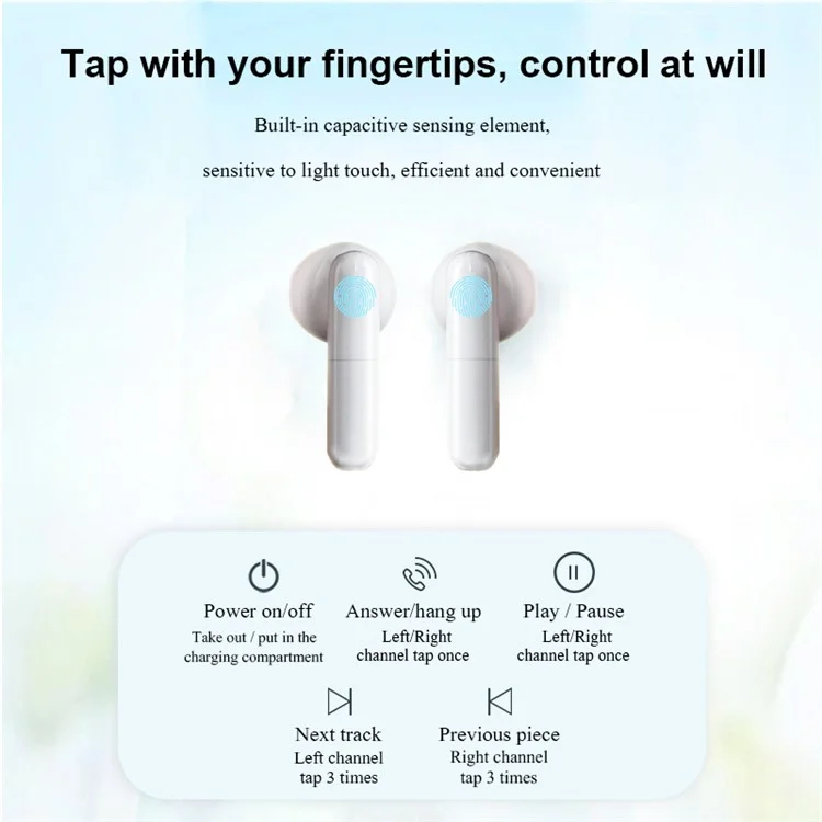J88 TWS Wireless Bluetooth Earphone In-ear Touch Hifi Music Auriculares Con Estuche de Carga de Pantalla Digital - Azul