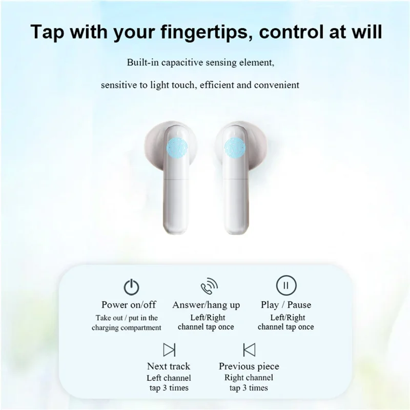 J88 TWS Wireless Bluetooth-compatible Earphone In-ear Touch HiFi Music Headset with Digital Display Charging Case - Purple