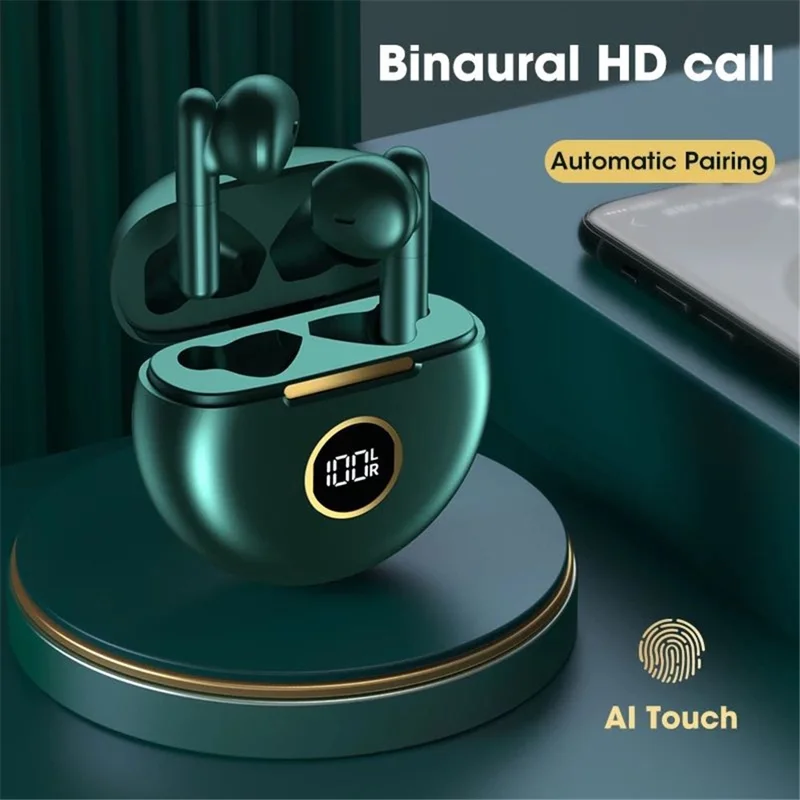 J88 TWS Wireless Bluetooth-compatible Earphone In-ear Touch HiFi Music Headset with Digital Display Charging Case - Pink