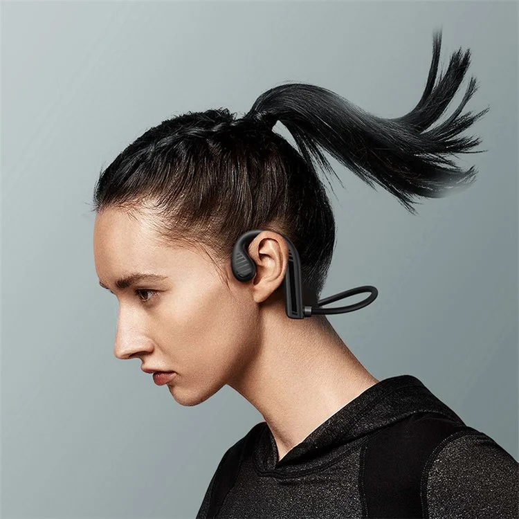 Auricolare Bluetooth a conduzione ossea W10 Wireless Intelligent Noise Reduction Cuffie IPX5 Impermeabili Gancio per orecchie Sports - Nero