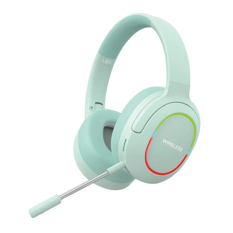 L800 Wireless Headset Music Gaming Headset Folding Bluetooth-compatible Headphone with LED Lights / Microphone - Green