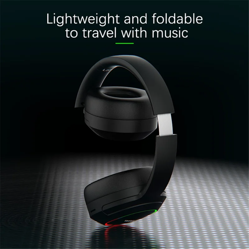 L800 Wireless Headset Music Gaming Headset Folding Bluetooth-compatible Headphone with LED Lights / Microphone - Green