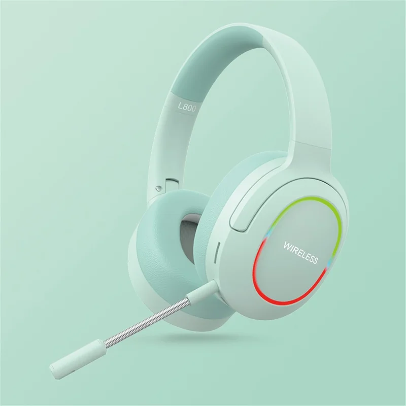 L800 Wireless Headset Music Gaming Headset Folding Bluetooth-compatible Headphone with LED Lights / Microphone - Green