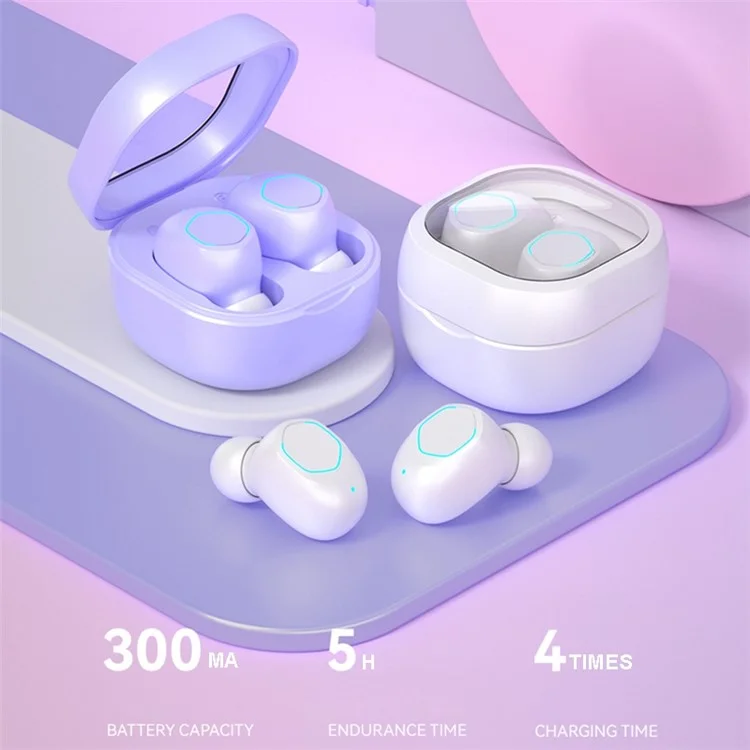 M21 TWS Bluetooth 5.2 Auricolari HD Stereo Sound Touch Cuffie Controllate Mini Auricolare Sports Con Cassa di Ricarica da 200 Mah - Viola