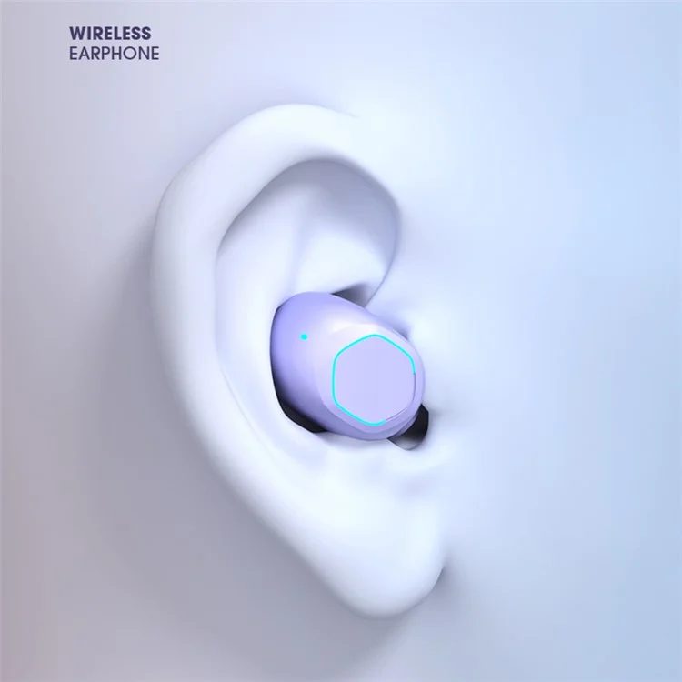 M21 TWS Bluetooth 5.2 Auricolari HD Stereo Sound Touch Cuffie Controllate Mini Auricolare Sports Con Cassa di Ricarica da 200 Mah - Viola