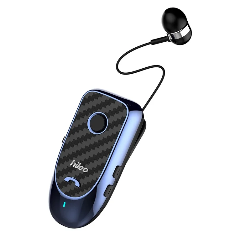 Hileo Hi60 Clip-on Style Bluetooth Headset Single Ear Wireless Headphone Stretchable Business Ecoutphone For Driving - Bleu
